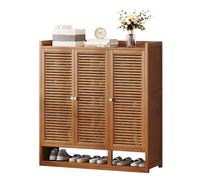 Bamboo, with 2/3/4 Doors, for 18-42 Pairs - Shoe Organizer, for Entryway Closet Hallway - Space-Saving Shoe Storage Cabinet, with Open Compartment