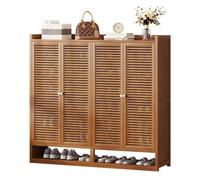 Bamboo, with 2/3/4 Doors, for 18-42 Pairs - Shoe Organizer, for Entryway Closet Hallway - Space-Saving Shoe Storage Cabinet, with Open Compartment