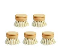 Bamboo Wok Brush Bamboo Dish Brush Bamboo Wok Cleaning Brush Bamboo Scrub Brush Eco-Friendly Dish Brush Replacement Heads - 5 Pieces Natural Sisal Hemp and Beech Wood Scrubbing Brushes