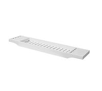 Bamboo Wood Bath Tub Rack Bathroom Shelf Tidy Tray Storage Caddy Organiser Boxed Sleves (White)