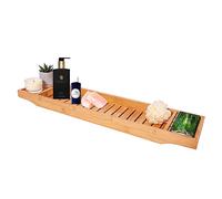 Bamboo Wood Bathtub Tray, Bath Rack Bathroom Shelf Tidy Tray Storage Bath Caddy Organiser (Brown)