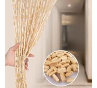 Bamboo Wood Beaded Curtains for Doors 70x180cm, 80x190cm, 90x200cm, 100x200cm, 120x210cm - Natural Decorative Room Divider, Eco-Friendly Bead Curtains