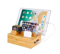 Bamboo Wood Cell Phone Charging Stand Compatible iPhone 12 11 Pro Max XS XR X 8 7 6 6S Plus iPad 3 4 Mini Air Pro Apple Watch 2 3 4 iWatch 38 42mm AirPods Samsung Smartphones