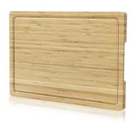 Bamboo Wood Cutting Board for Kitchen, 18"x12" Large Chopping Board, Wooden Cheese Charcuterie Board, with Side Handles and Juice Grooves