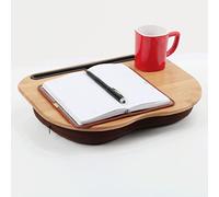 Bamboo Wood Laptop Desk - Fits Up to 15.6 Inch Laptop, Portable Lap Desk with Cushioned Base for Working, Writing, Drawing, Sleep Pillow