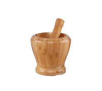 Bamboo Wood Mortar and Pestle Set with Lid Spoon Grinder Press Crusher Masher for Pepper Garlic Herb Spice Kitchen Gadget Sets Suitable for vanilla, spices, coffee, and coffee b(11.5X12cm)