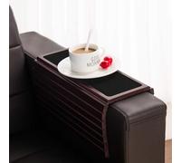 Bamboo Wood Sofa Arm Tray Table Foldable Foldable Bamboo Tray Table Wooden Sofa Armrest Side Table for Drinks, Snacks, Remote Control or Phone, Couch Cup Holder