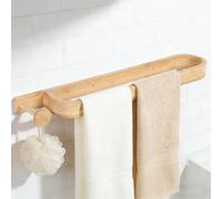 Bamboo Wood Towel Bar Self Adhesive Towel Rail Bathroom Shower Towel Rail Freestanding Towel Holder Bathroom Accessory Organizer