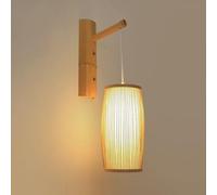 Bamboo Wood Wall Sconces Oriental Traditional Zen Wall Lamp with Cage Lampshade - E27 Socket Wall Light for Corridors, Stairs, Bedroom Bedside Lighting Fixture