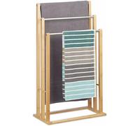 Bamboo Wooden 3-Tier Towel Rail Holder Cloth Drying Stand Bathroom Free Standing