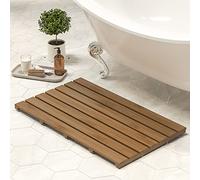 Bamboo Wooden Bath Floor Mat for Luxury Shower - Non-Slip Bathroom Waterproof Carpet for Indoor or Outdoor Use (Walnut,31.3 x 18.1 x 1.5 Inches)
