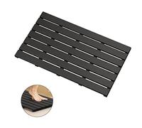 Bamboo Wooden Bath Floor Mat for Luxury Shower - Non-Slip Bathroom Waterproof Carpet for Indoor or Outdoor Use (Black,31.3 x 18.1 x 1.5 Inches)