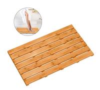 Bamboo Wooden Bath Floor Mat for Luxury Shower - Non-Slip Bathroom Waterproof Carpet for Indoor or Outdoor Use (31.3 x 18.1 x 1.5 Inches)