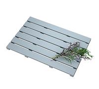 Bamboo Wooden Bath Floor Mat for Luxury Shower - Non-Slip Bathroom Waterproof Carpet for Indoor or Outdoor Use (Grey)