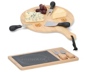 Bamboo Wooden Cheese Board Set Fork Knives Kitchen Slate Christmas Present Gift