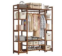 Bamboo Wooden Coat Rack with Shelves, Heavy-Duty 80kg Capacity, Freestanding Hanger for Living Rooms & Bedrooms, Available in 70/80/90/100/110/120/130/170CM
