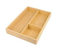 Bamboo Wooden Cutlery Tray, 3 Compartment Kitchen Drawer Organiser, 43x30x6cm Silverware Utensil Tray, Wood Flatware Holder Rack Drawer Insert Divider for Home Office Knife Forks Spatula Gadgets