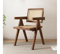 Bamboo Wooden Dining Chairs - Stylish Accent Armchair for Kitchen Living Room and Bedroom - Comfortable Single Leisure Makeup Chair