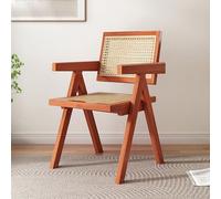 Bamboo Wooden Dining Chairs - Stylish Accent Armchair for Kitchen Living Room and Bedroom - Comfortable Single Leisure Makeup Chair