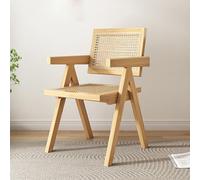Bamboo Wooden Dining Chairs - Stylish Accent Armchair for Kitchen Living Room and Bedroom - Comfortable Single Leisure Makeup Chair