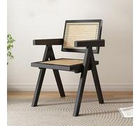 Bamboo Wooden Dining Chairs - Stylish Accent Armchair for Kitchen Living Room and Bedroom - Comfortable Single Leisure Makeup Chair