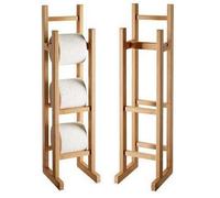Bamboo Wooden Free Standing Toilet Roll Storage Holder Stand Classic Finish Home