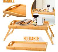 Bamboo Wooden Lap Tray Bed Serving With Folding Legs