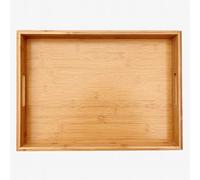 Bamboo Wooden Serving Tray - Natural Rectangle Butler Tray with Handle for Breakfast in Bed, Tea, Coffee Table, Food, Dinner