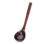 Bamboo Wooden Spoons Set Long Handle Spoon Old Lacquer Spoon Wooden Soup Ladle Porridge Spoon for Family Restaurant Hotel (Straight Handle)
