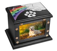 Bamboo WooWood Memory Keepsake Box - Large Wooden Dog & Cat Ashes Cremation Urns with Photo Frame - Honour Loss Pets