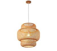 Bamboo Woven Birdcage Dining Room Chandelier Bamboo Weaving Pendant Light Handmade Nordic Wicker Lamp, E27 Dock with Adjustable Cord Japanese Cuisine Hot Pot Restaurant Lamp