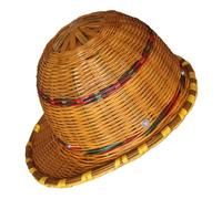 Bamboo Woven Construction Hard Hat Protective Cap Yellow One Size | Ventilated Short Brim Design, Comfortable Easy Adjustment, Outdoor Site Use, Worker Safety Headwear