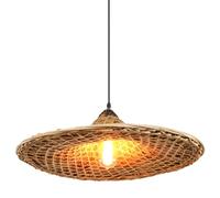 Bamboo Woven Straw Hat Lamp E27 Base Pendant Light Hand-Woven Natural Bamboo Light Fixture for Restaurants, Hot Pot Shops, Living Rooms, Tea Houses, Studies,