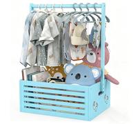 BAMBOOHOMIE Baby Shower Crate Closet, Shower Party Basket with Hangers Handle, Bamboo Gift Crate Box, Welcome Gift Basket for Newborn Baby, Pregnancy Gifts for New Parents (Blue, Large Size)