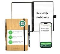BAMBOOK Classic - Reusable Notebook - Luxurious Bamboo Hardcover - A5 - Blank & Lined - Rewritable, Dry Erase, Whiteboard, Erasable - Free Pen Scan App