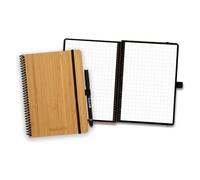 BAMBOOK Classic - Reusable Notebook - Luxurious Bamboo Hardcover - A5 - Graphs - Rewritable Notebook, Dry Erase Board Notebook, Whiteboard Notebook, Erasable Notebook - Includes Free Pen App