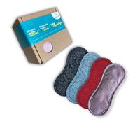 Bamboolik Washable Pantiliners | Satin & Organic Cotton, Thin Fabric | Reusable | Made in EU | Fabric Panty Liners Outflow, with Press Stud Set of 4 Gift Box - Red, Yellow, Dark Blue, Pink