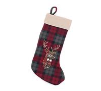 BambooMN 1 Pc Set 18" Classic Hand Embroidered Sequined Cute Animal Christmas Stocking, 01a Reindeer