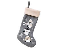 BambooMN 1 Pc Set 18" Classic Hand Embroidered Sequined Cute Animal Christmas Stocking, 02 Penguin