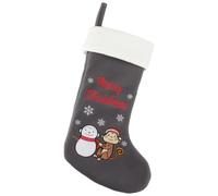BambooMN 1 Pc Set 18" Classic Hand Embroidered Sequined Cute Animal Christmas Stocking, 17 Christmas Monkey