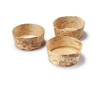 BambooMN 2.2" Dia x 1" High Bamboo Leaf Round Tubs Ramekins, All Natural Disposable Compostable for Catering and Home Use, 100 Pieces