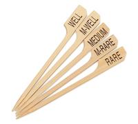 BambooMN 3.5" (9cm) Assorted Steak Doneness Marking Bamboo Paddle Picks - 1,000 pcs
