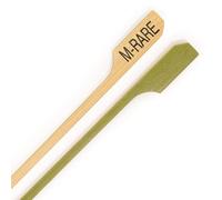 BambooMN 3.5" (9cm) Steak Doneness Marking Bamboo Paddle Picks - Medium Rare, 1,000 pcs