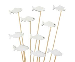 BambooMN 3.9 Inch White Fish Cocktail Appetisers Bamboo Toothpick Picks, Stirrer Sticks for Fruit Party, Charcuterie Accessories and Drinks, 1000 Pieces