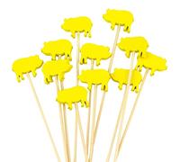 BambooMN 3.9" Yellow Pig Fancy Cocktail Appetisers Bamboo Toothpick Picks Stirrer Sticks for Fruit Party, Charcuterie Accessories and Drinks, 300 Pieces
