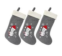 BambooMN 3 Pcs Set 18" Classic Hand Embroidered Sequined Cute Animal Christmas Stocking, 13 Cat