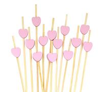 BambooMN 4.7" (12cm) Pink Heart Bamboo Food and Drink Pick Skewers for Catered Events, Holiday's, Restaurants or Buffets Party Supplies, 100 Pieces