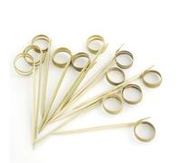 BambooMN 5.9" (15cm) Decorative Loop Ring Card Holder Cocktail Fruit Sandwich Picks Skewers for Catered Events, Holiday's, Restaurants or Buffets Party Supplies, 100 Pieces