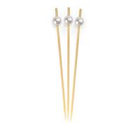 BambooMN 5.9" (15cm) Decorative Pearl End Cocktail Fruit Sandwich Picks Skewers for Catered Events, Holiday's, Restaurants or Buffets Party Supplies - 100pcs, White