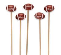BambooMN 5.9" (15cm) Decorative Sports Ball End Bamboo Cocktail Fruit Sandwich Picks Skewers for Catered Events, Holiday's, Restaurants or Buffets Party Supplies, Football, 100 pcs